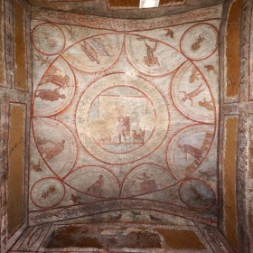 Roma. Catacombe dei Ss. Marcellino e Pietro. Cubicolo dei due banchetti. Particolare della volta.